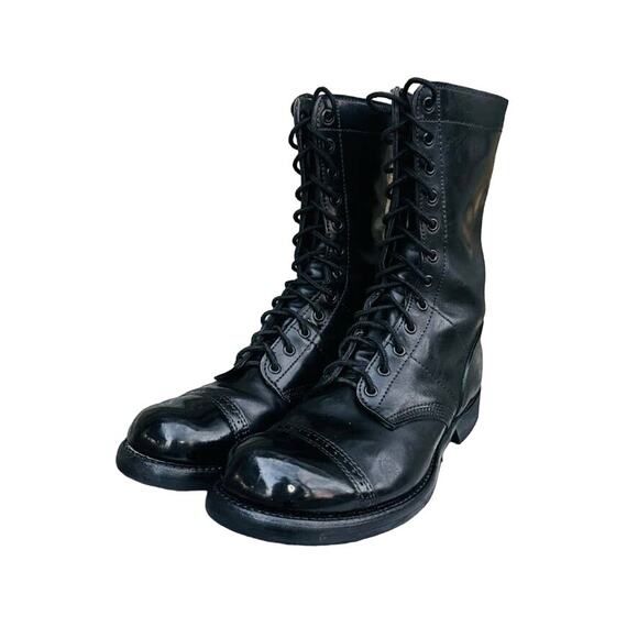 CORCORAN JUMP BOOTS 1500 8.5 Black Leather Cap Toe Paratrooper Vintage Military - Picture 2 of 13